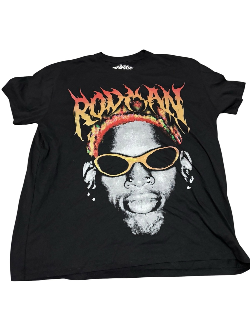Black Graphic Short Sleeve Tee with Yellow Sunglasses Print
